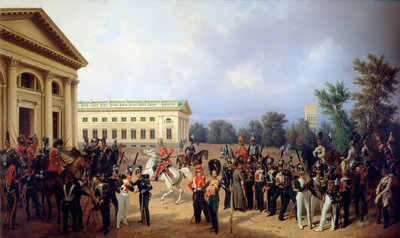 1832, 1841 में Tsarskoye Selo में इंपीरियल रूसी गार्ड। द्वारा फ्रांज क्रूगर