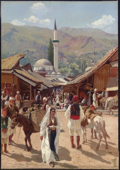 बस्कार्सीजा का दृश्य, साराजेवो (कैनवास पर तेल) द्वारा फ्रांज लियो रूबेन