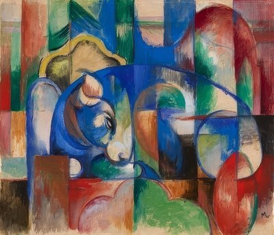 झूठ बोलना बैल। 1913 द्वारा Franz Marc