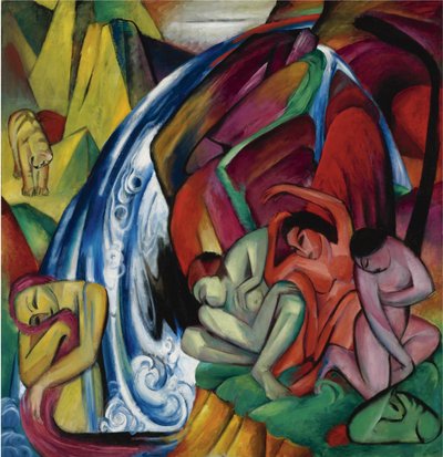 झरना महिलाओं को एक झरने के नीचे, 1912 द्वारा Franz Marc