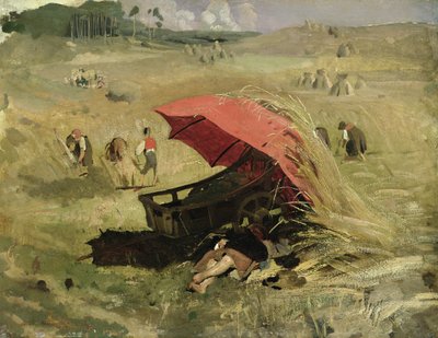 द रेड सनशेड, c.1860 (बोर्ड पर कागज पर तेल) द्वारा फ्रांज सेराफ वॉन लेनबैक