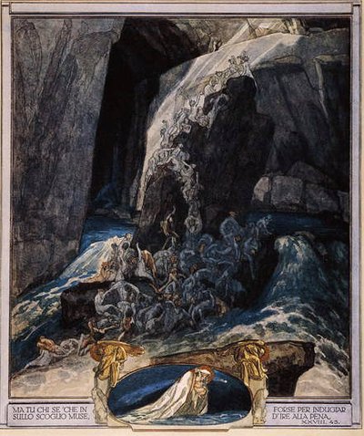दन्तेस डिवाइन कॉमेडी, इन्फर्नो, कैंटो XXIII, 1921 (कागज पर wc) से चित्रण द्वारा फ्रांज वॉन बायोस