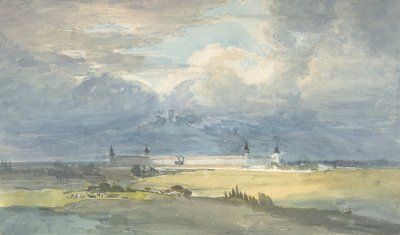एक बड़ी इमारत के साथ लैंडस्केप, 1818-83। द्वारा फ्रांज वॉन हौसलाबा