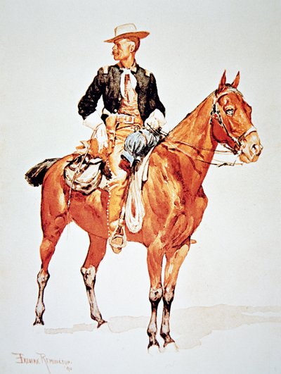 लेफ्टिनेंट एससी रॉबर्टसन, क्रो स्काउट्स के प्रमुख, 1890 के जल रंग से (रंग लिथो) द्वारा फ्रेडरिक (बाद) रेमिंगटन