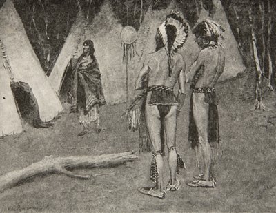 और उसके प्रेमी, अस्वीकार कर दिए गए ... हेनरी वड्सवर्थ लॉन्गफेलो (1807-82), पब द्वारा हियावथा के गीत से पेंट और पंख वाले सुंदर पुरुष। जॉर्ज जी। हैरप अंड कंपनी लिमिटेड, 1911 द्वारा द्वारा फ्रेडरिक रेमिंगटन
