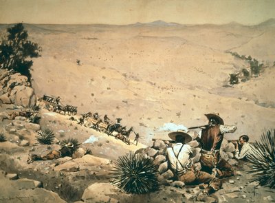 'द होल्ड अप', c.1900 (कैनवास पर तेल) द्वारा फ्रेडरिक रेमिंगटन
