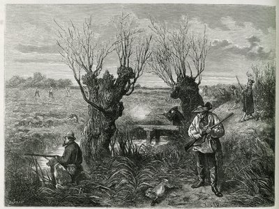 हंट हरे। F.ix द्वारा उत्कीर्णन, 1884 में, चार्ल्स ग्रैड द्वारा "एलस और लोरेन के माध्यम से" कहानी का वर्णन करने के लिए। द्वारा फ्रेडरिक थियोडोर लिक्स