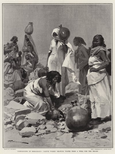 सोमालीलैंड में अभियान, मूल महिलाएं ट्रूप्स के लिए वेल से पानी खींचती हैं द्वारा फ़्रेडरिक डी हेनेन