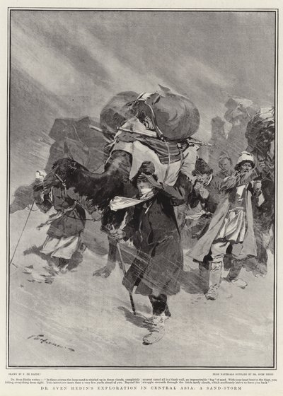 मध्य एशिया में डॉ। स्वेन हेडिन की खोज, एक सैंड-स्टॉर्म द्वारा फ़्रेडरिक डी हेनेन