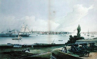 गवर्नर द्वीप से न्यूयॉर्क, हेनरी पैप्रिल द्वारा उकेरा गया (fl.1846-48) (उत्कीर्णन) द्वारा फ्रेडरिक (बाद में) कैथरवुड