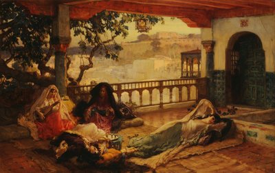अल्जीयर्स पर शाम, c.1880-1889 द्वारा फ्रेडरिक आर्थर ब्रिजमैन