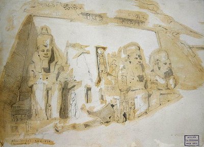 अबू सिंबल के महान मंदिर में रामेसेस II (1279-1213 ईसा पूर्व) की चार विशाल मूर्तियां द्वारा फ्रेडरिक आर्थर ब्रिजमैन
