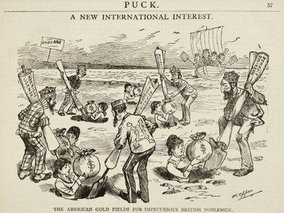 1880 में &39;द अमेरिकन गोल्ड फील्ड्स फॉर इम्पैक्टस ब्रिटिश नोबलमेन&39; का चित्रण द्वारा फ्रेडरिक बूर ओपर