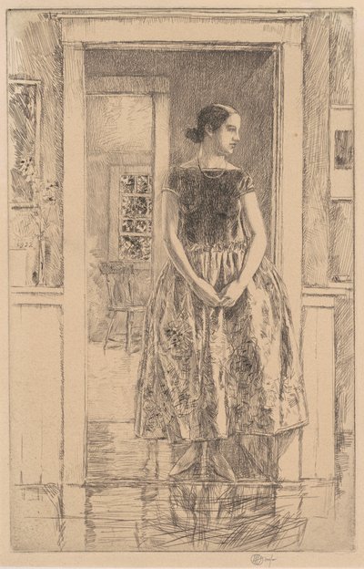 लड़की एक आधुनिक गाउन में, 1922। द्वारा फ़्रेडरिक चाइल्ड हस्साम