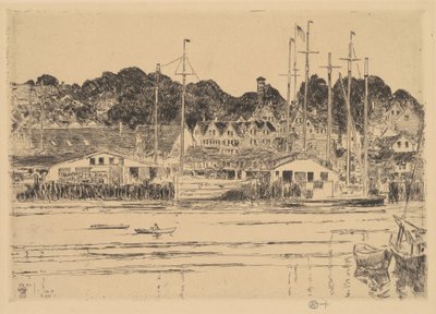 इनर हार्बर, ग्लूसेस्टर, 1923। द्वारा फ़्रेडरिक चाइल्ड हस्साम