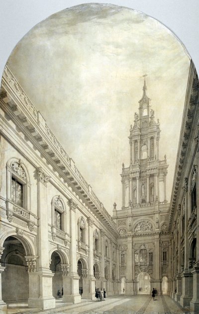नए रॉयल एक्सचेंज के लिए डिज़ाइन, 1839। द्वारा फ्रेडरिक मैकेंज़ी
