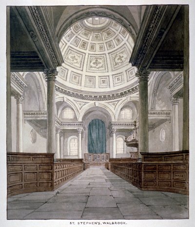 सेंट स्टीफन वालब्रुक का चर्च, लंदन शहर, c1840। द्वारा फ्रेडरिक नैश