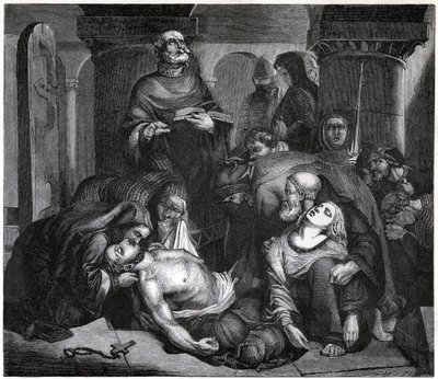 1847 में वॉल्टहैम एबे में द बुरियल ऑफ हेरोल्ड द्वारा फ्रेडरिक रिचर्ड पिकर्सगिल