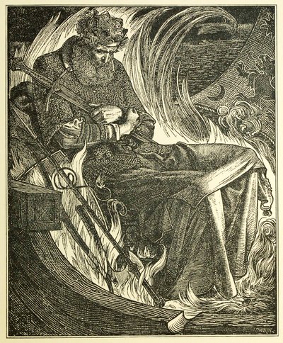 राजा वारवुल्फ़ की मृत्यु, पब। 1915 उत्कीर्णन, 1915। द्वारा फ्रेडरिक सैंडिस