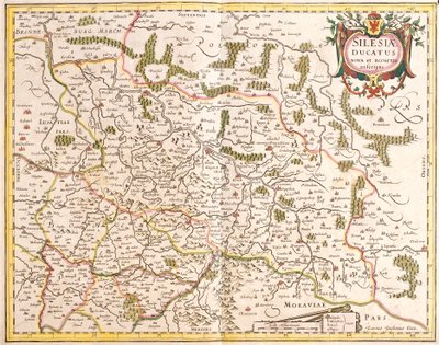 सिलेसिया के डचे का नक्शा (जर्मनी और चेक गणराज्य) (नक़्क़ाशी) द्वारा फ्रेडरिक डे विट
