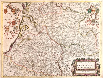 गुयेन और गास्कोगने (फ्रांस) की सरकार का नक्शा (नक़्क़ाशी) द्वारा फ्रेडरिक डे विट