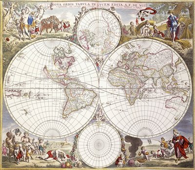 एटलस मैओर से विश्व मानचित्र, c.1705 द्वारा Frederick de Wit