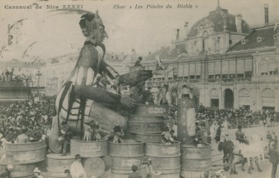 नाइस कार्निवल, चार, द डेविल्स पिल्स। 1913 में पोस्टकार्ड भेजा गया। द्वारा फ्रेंच फोटोग्राफर