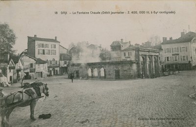 डैक्स - गर्म पानी के झरने (दैनिक प्रवाह: 64 सेंटीग्रेड पर 2400000 लीटर)। 1913 में पोस्टकार्ड भेजा गया। द्वारा फ्रेंच फोटोग्राफर