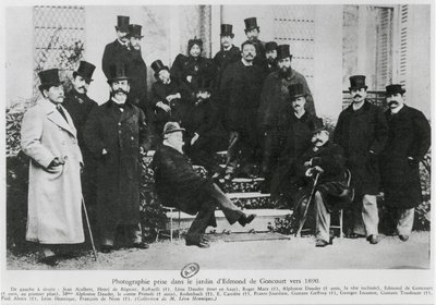 एडमंड हुत डे गोनकोर्ट के बगीचे में समूह, c.1890 द्वारा French Photographer