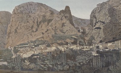 Moustiers-Sainte-Marie, सामान्य दृश्य और बेवॉयर के एनडी चैपल द्वारा फ्रेंच फोटोग्राफर