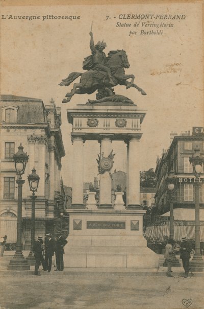 सुरम्य Auvergne - क्लरमॉन्ट-फेरैंड में बर्थोल्डी द्वारा वर्सिगेटोरिक्स की प्रतिमा। 1913 में पोस्टकार्ड भेजा गया। द्वारा फ्रेंच फोटोग्राफर