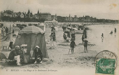1913 में समुद्र तट और बुलेवार्ड सेंट जॉर्जेस, रोयान, फ्रांस के पोस्टकार्ड भेजे गए द्वारा फ्रेंच फोटोग्राफर
