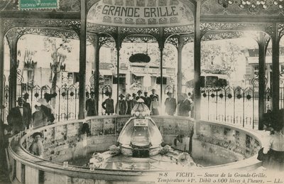 विची में ग्रैंड ग्रिल वसंत का स्रोत। 1913 में पोस्टकार्ड भेजा गया। द्वारा फ्रेंच फोटोग्राफर