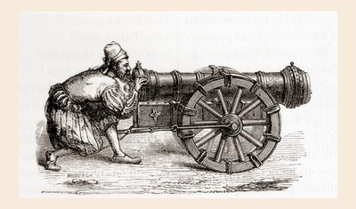 Les Merveilles de la Science से 16वीं सदी की ब्रीच लोडिंग जर्मन तोप, c.1870 (उत्कीर्णन) प्रकाशित हुई द्वारा फ्रेंच स्कूल