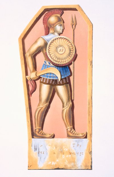 एक लाइकोनियन सैनिक, कोन्या, तुर्की में एक कॉलोनी से एक ग्रेवस्टोन की नकल, 1833-37 की फ्रांसीसी सरकार के आदेश से बनाई गई एशिया माइनर के विवरण से चार्ल्स टेक्सियर, 1847 में प्रकाशित द्वारा फ्रेंच स्कूल