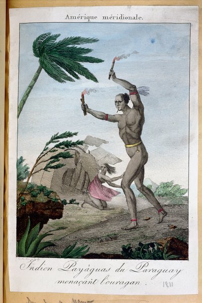 पैरागैस इंडियन शमैन एक तूफान को दूर करने का प्रयास करता है, पैराग्वे, 1811 द्वारा फ्रेंच स्कूल