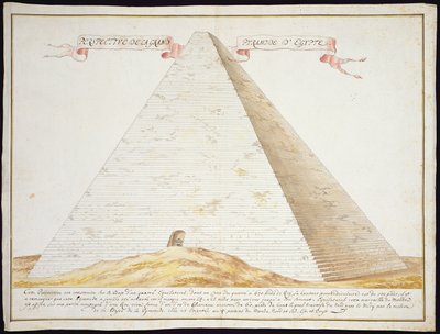 मिस्र में पिरामिड का एक परिप्रेक्ष्य दृश्य, c.1700 (कागज पर wc के साथ कलम और स्याही) द्वारा फ्रेंच स्कूल