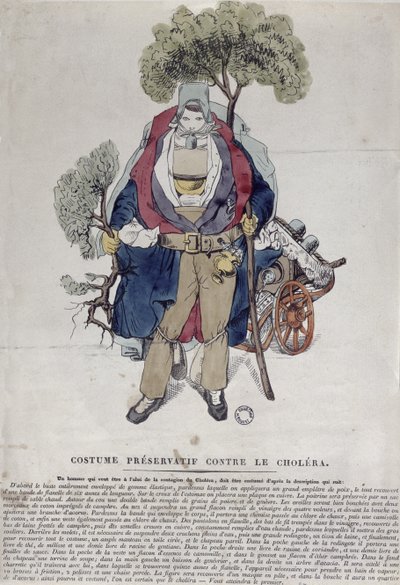एक व्यक्ति हैजा से बचाव करता है, c.1831 द्वारा फ्रेंच स्कूल