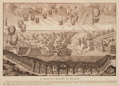इंग्लैंड पर एक अनुमानित आक्रमण, 1803 से फ्रेंच प्रिंट का प्रजनन द्वारा फ्रेंच स्कूल