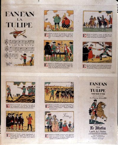 'फैनफैन ला ट्यूलिप' के लिए विज्ञापन, c. 1920 (रंग लिथो) द्वारा फ्रेंच स्कूल