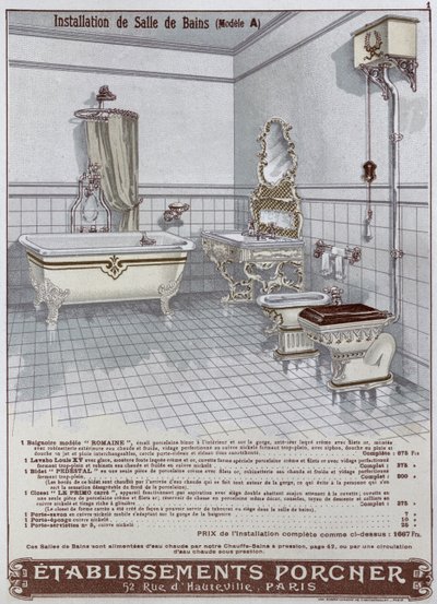 Etablissements Porcner, 1899 द्वारा निर्मित बाथरूम के लिए विज्ञापन द्वारा फ्रेंच स्कूल