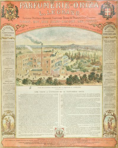 विज्ञापन के लिए Parfumerie Oriza L. Legrand, c.1884 द्वारा फ्रेंच स्कूल