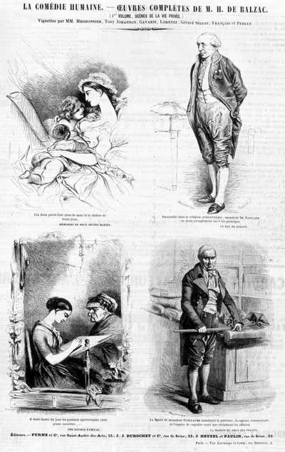बाल्ज़ाक के कार्यों के लिए विज्ञापन पृष्ठ - "" चारिवारी" में", जुलाई 1842 द्वारा फ्रेंच स्कूल