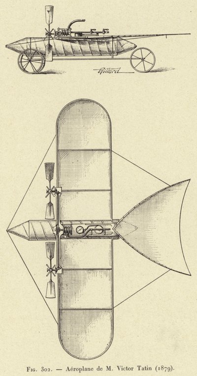 हवाई जहाज डी एम विक्टर टैटिन (1879) (उत्कीर्णन) द्वारा फ्रेंच स्कूल