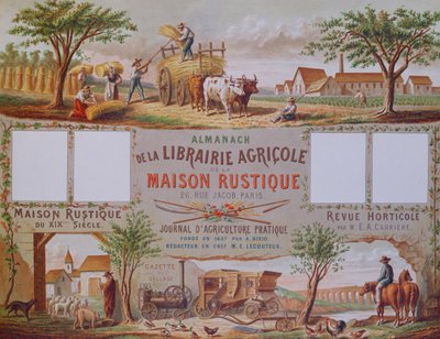 एलांक ऑफ एग्रीकल्चर बुक शॉप द रस्टिक हाउस, c.1860 (रंग उत्कीर्णन) द्वारा फ्रेंच स्कूल
