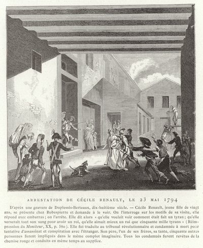 सेसिल रेनॉल्ट की गिरफ्तारी, पेरिस, 23 मई 1794 द्वारा फ्रेंच स्कूल