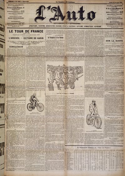 फ्रांस के पहले दौर के आगमन पर लेख - 20/07/1903 के "" L'Auto"" में द्वारा फ्रेंच स्कूल