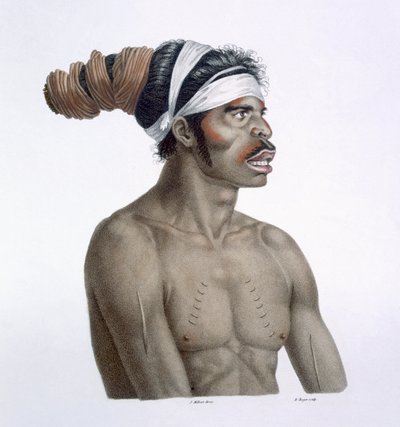 ऑस्ट्रेलियन एबोरिजिन, एक व्यक्ति जिसे न्यू हॉलैंड, 1812 से कोर्ट-रो-बारी-गैल कहा जाता है द्वारा फ्रेंच स्कूल