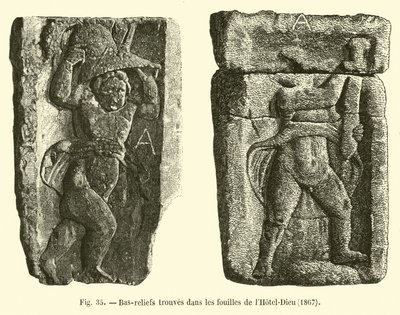 1867 में होटल-डीकू की खुदाई में मिली बस-राहतें द्वारा फ्रेंच स्कूल
