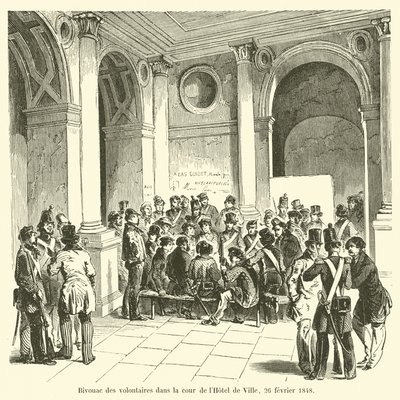 Bivouac 26 फरवरी, 1848 को होटल डे विले के प्रांगण में स्वयंसेवक थे द्वारा फ्रेंच स्कूल